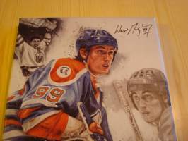 Wayne Gretzky, Edmonton Oilers, NHL, canvastaulu, koko 20 cm x 30 cm. Teen näitä vain 100 numeroitua kappaletta. Yksi heti valmiina lähetettäväksi.