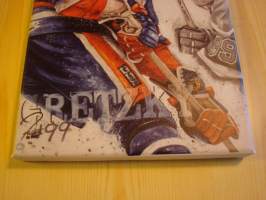 Wayne Gretzky, Edmonton Oilers, NHL, canvastaulu, koko 20 cm x 30 cm. Teen näitä vain 100 numeroitua kappaletta. Yksi heti valmiina lähetettäväksi.