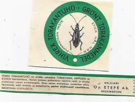 Vihreä Torakantuho -  tuote-etiketti  vuodelta 1945