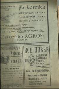 Pellervo  1909  nr 7 /uusi maanvuokralaki, siementawarain hankinta, konekauppiaat