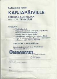 Kutsumme Teidät Karjapäiville 1979 Forssan Kerholaan