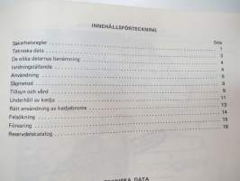 Echo CS-4500 motorsåg instruktionsbok + delar -moottorisahan käyttöohjekirja + osakuvasto ruotsiksi / chain saw manual + parts in swedish