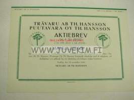Trävaru Ab Th. Hansson Puutavara Oy Th. Hansson -osakekirja