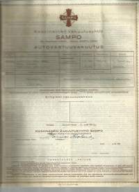 Keskinäinen Vakuutusyhtiö Sampo, Turku - autovastuuvakuutus 1938vakuutuskirja