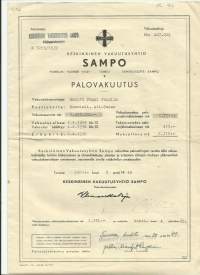 Keskinäinen Vakuutusyhtiö Sampo, Turku - palovakuutus 1949vakuutuskirja