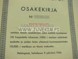 Veljekset Määttänen Oy, Helsinki 1946, 1 000 mk -osakekirja