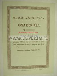 Veljekset Määttänen Oy, Helsinki 1946, 1 000 mk -osakekirja