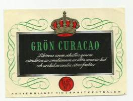 Grön Curacao - viinaetiketti