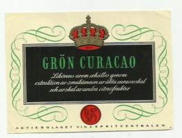 Grön Curacao - viinaetiketti
