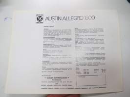 Austin Allegro 1500 4 dr SDL -myyntiesite / sales brochure