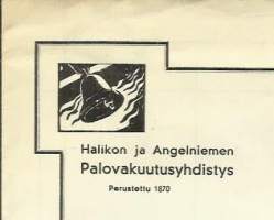 Halikon ja Angelniemen Palovakuutusyhtiö  - vakuutuskirja 1961