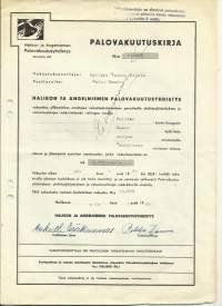 Halikon ja Angelniemen Palovakuutusyhtiö  - vakuutuskirja 1961