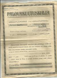 Palovakuutus - Osakeyhtiö  Imatra  - vakuutuskirja 1927