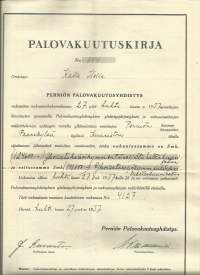 Perniö Palovakuutusyhdistys   - vakuutuskirja 1937