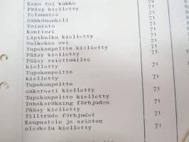 Wärtsilä Konesilta emaljikilpiä (emalikilpiä) malli KEK, KEKN, KEKS, KEKP -luettelo - varastomallien nimet, mitat -myyntiesite / brochure