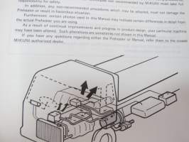 Mikuni Engine Preheater MX 40 käyttöohjekirja suomeksi - huolto-ohjekirja englanniksi + varaosaluettelo englanniksi -operator´s service manual + parts in english