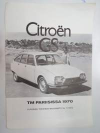 Citroën GS - Pariisin autonäyttely 1970 - Tekniikan Maailma eripainos 1970 nr 17 -magazine offprint / sales brochure, Paris Auto Expo 1970