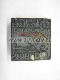 Anders Kramer, vuorineuvos, Karhula -Ex Libris alkuperäinen painolaatta, merkin piirtänyt W.G. Palmqvist