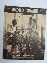 Suomen Kuvalehti 1945 nr 47, 24.11.1945 Kansikuva A.I. Virtanen, Paasikivi 75-vuotias, Vanha Ylioppilastalo 75 vuotta, Sotasyytetyt oikeudessa, Saksan helvetti, ym.