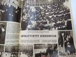 Suomen Kuvalehti 1945 nr 47, 24.11.1945 Kansikuva A.I. Virtanen, Paasikivi 75-vuotias, Vanha Ylioppilastalo 75 vuotta, Sotasyytetyt oikeudessa, Saksan helvetti, ym.