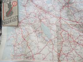 Suomen tiekartta 4 1958 Vägkarta över Finland -road map