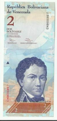 Venezuela 2 Bolivares 2012 -   seteli