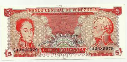 Venezuela 5 Bolivares 1989  seteli