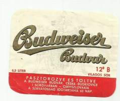 Budweiser Budvar  12 B -  olutetiketti
