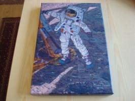Apollo 11, 50-vuotis 1969-2019, canvastaulu, koko 20 cm x 30 cm. Teen näitä vain 50 numeroitua kappaletta. Yksi heti valmiina lähetettäväksi.