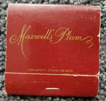 Maxwell&#039;s Plum, 64th street &amp; First Avenue Manhattan -tulitikut. Maxwell&#039;s Plum suljettiin 10. heinäkuuta 1988.