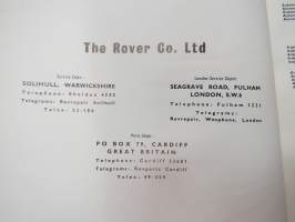 Rover 3 Litre Workshop Manual -korjaamokäsikirja