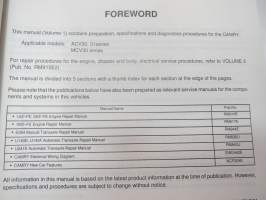 Toyota Camry ACV3_ series / MCV30 series, Aug. 2001 Repair Manual Volume 1 -korjaamokäsikirja, 1. osa