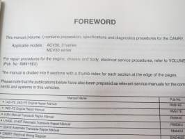 Toyota Camry ACV3_ series / MCV30 series, Aug. 2001 Repair Manual Volume 1 -korjaamokäsikirja, 1. osa