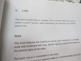 Lancia Delta -mallistoesittelykansio / lehdistötiedote kansio, pressikuvia ym. / press release binder