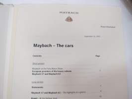 Maybach 57, 62 - The Automobiles - Paris Motor Show 2002 -esittely- / lanseerauskansio pressikuvineen ym. -press kit