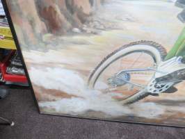 Maastopyöräilijä -maalaus / painting on canvas