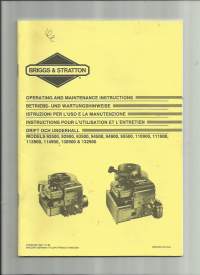 Briggs&amp;Stratton Operating and Mainteance Instructions Modell 92500, 92900, 93500, 94500, 94900, 95500, 110900, 113900, 114800, 132900