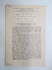 Das Phyletische Archiv in Jena (von Ernst Haeckel) -sonderabdruck aus &quot;Das freie Wort&quot; -&quot;Herrn Dr. Federley... omiste ja alkuperäinen nimikirjoitus Ernst Haeckel