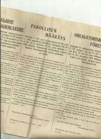 Pakollinen määräys ... Suomi julistettu sotatilaan ... Viapori  / 1915  venäjäksi, suomeksi ja ruotsiksi