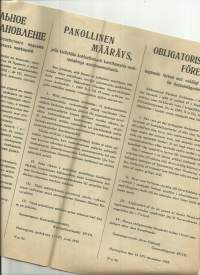 Pakollinen määräys ...vuokrankorotuksetn... / 1915  venäjäksi, suomeksi ja ruotsiksi