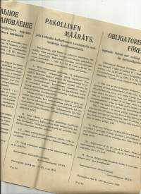 Pakollinen määräys ...vuokrankorotuksetn... / 1915  venäjäksi, suomeksi ja ruotsiksi