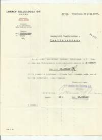 Lohjan Selluloosa  Oy 1937 - firmalomake