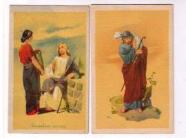 Uskonnollisia postikortteja 2kpl.  Tähti-tuote 805 ja 809. Oletan on ollut  10-12 kortin  sarja Kulkemattomat