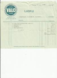 Sähköliike Valo Oy Turku 1924  firmalomake