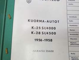 Sisu kuorma-autot K-25 SI/4000, K-28 SI/4500 1956-1958 varaosaluettelo -parts catalog