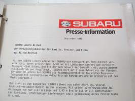 Subaru Presse Information -kansio valokuvineen