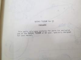 Suzuki TS250 E2, E4, E17, E18, E21, E22, E24 parts catalogue -varaosaluettelo