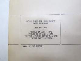 Suzuki TS250 E2, E4, E17, E18, E21, E22, E24 parts catalogue -varaosaluettelo