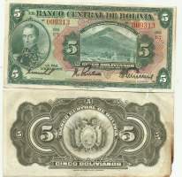Bolivia 5 Bolivianos 1928  seteli