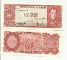 Bolivia 100 Pesos Bolivianos 1962  seteli